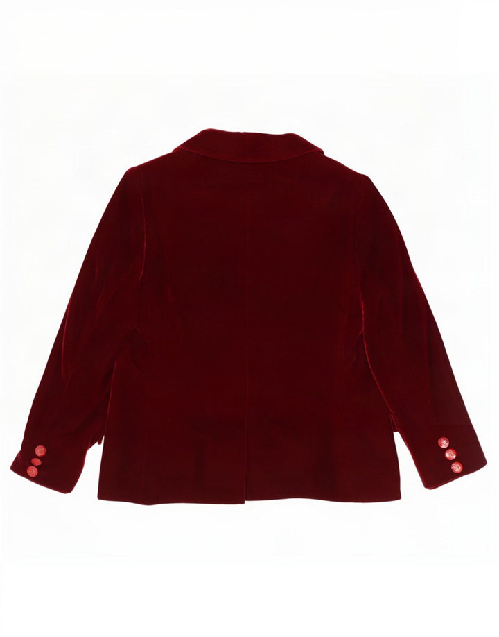 Vintage Dame 3 Button Velvet Blazer Jacket UK 12 Medium Burgundy