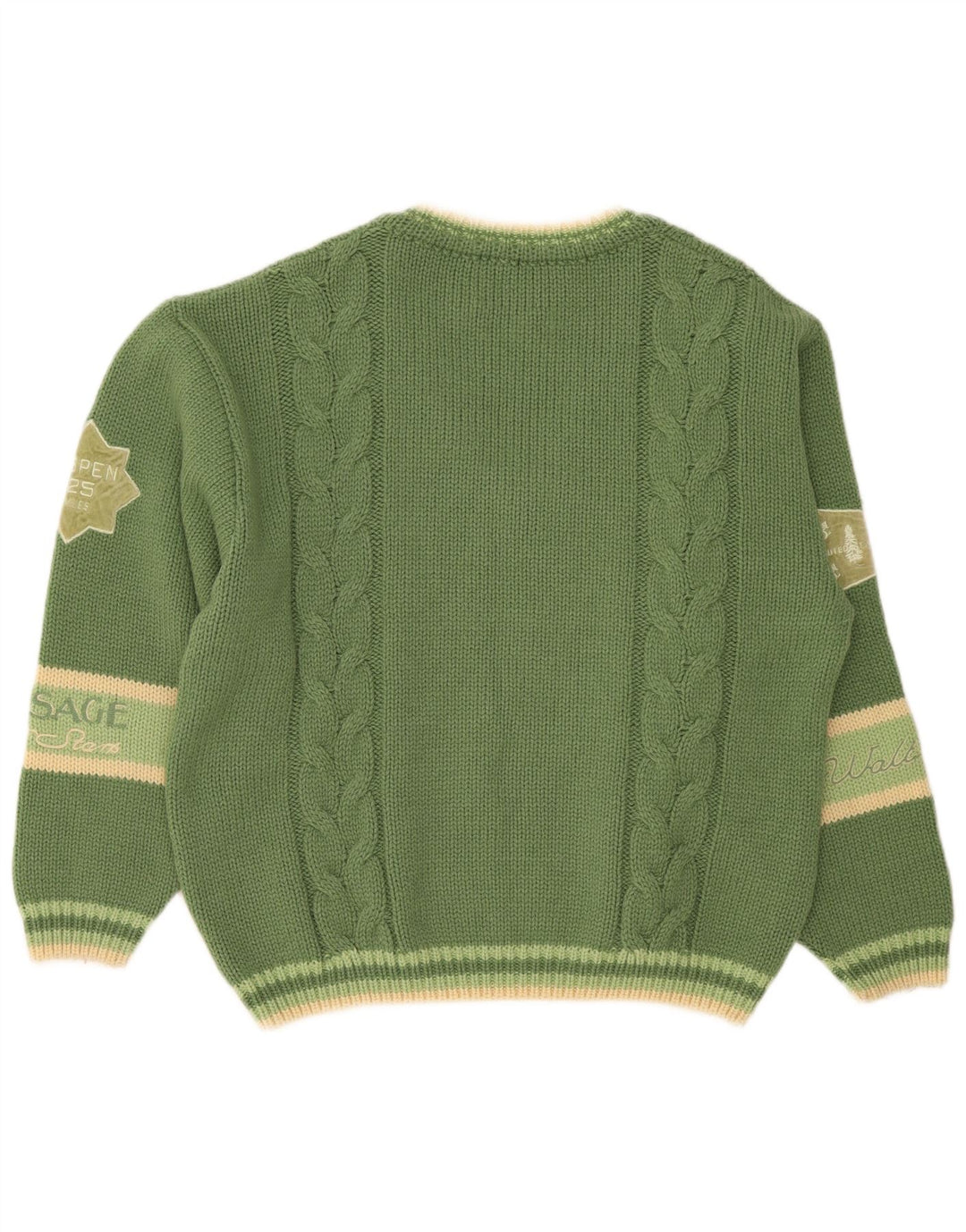Foxhound Herre grafisk V-hals sweater XL Grøn stribet uld