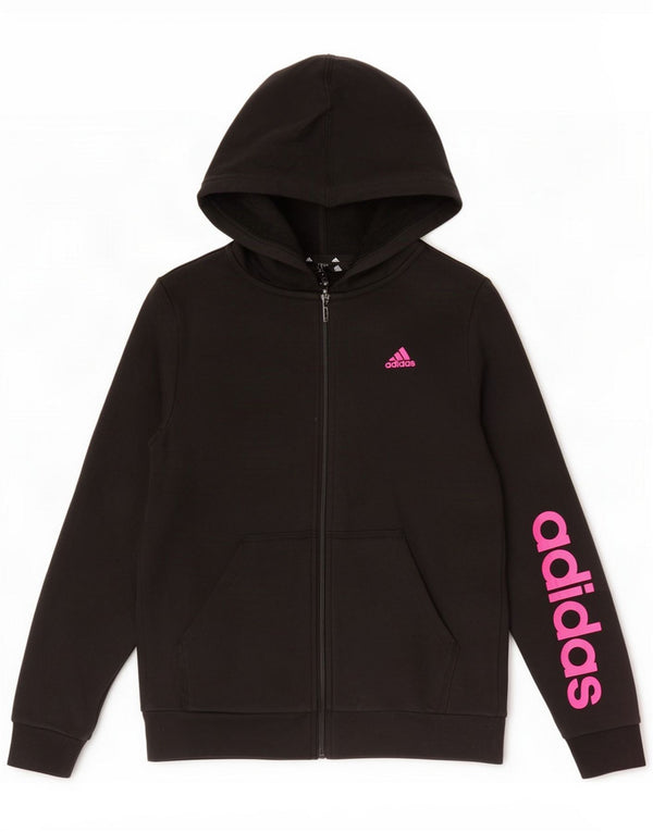 Adidas piger grafisk hættetrøje med lynlås 13-14 år Sort