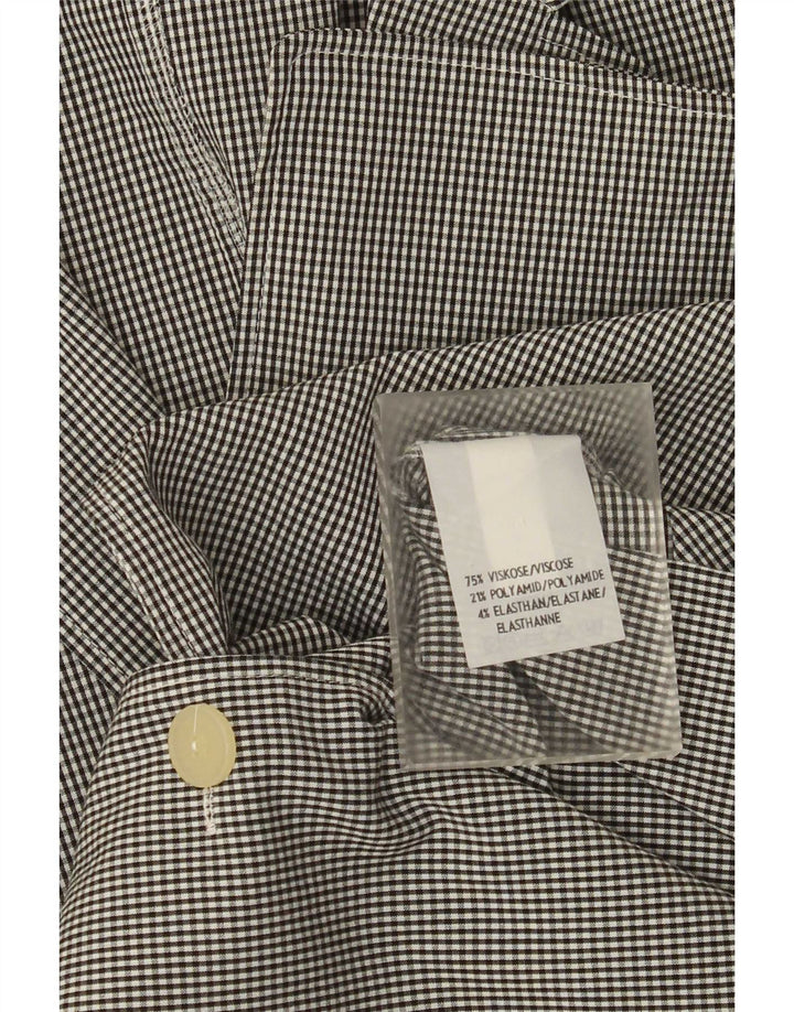 Elements skjorte med 3/4 ærmer til kvinder UK 16 Large Black Gingham Viscose