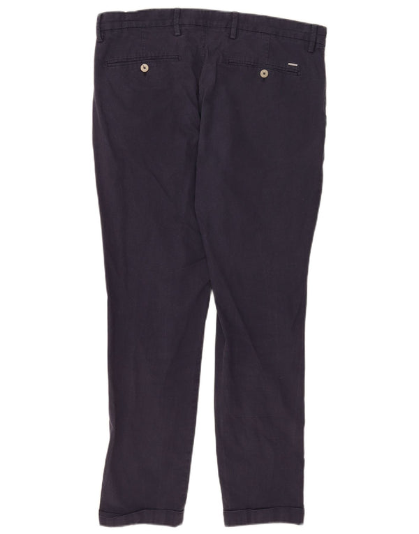 Massimo Dutti Mens Slim Fit Chino Trousers EU 42 Large W32 L28 Navy Blue