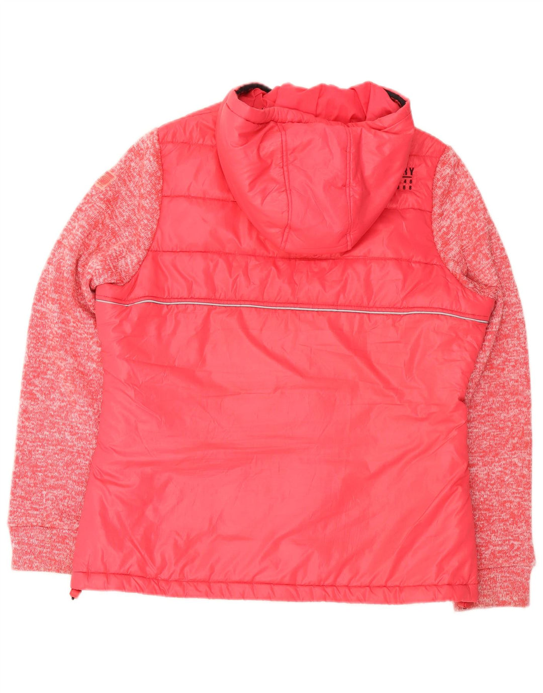 Superdry Polstret hættejakke til kvinder UK 16 Large Pink Flecked Polyester