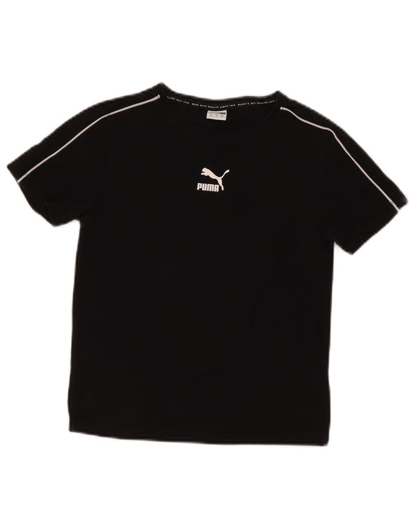 Puma Boys T-Shirt Top 9-10 år XS Sort bomuld