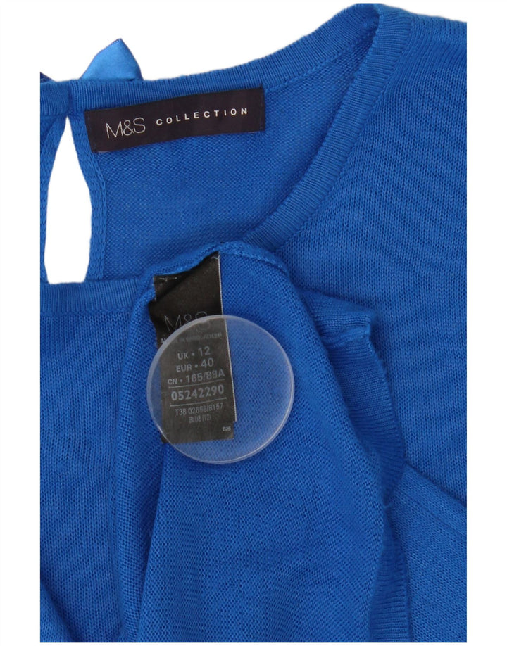Marks & Spencer Dame Boat Neck Jumper Sweater UK 12 Medium Blue