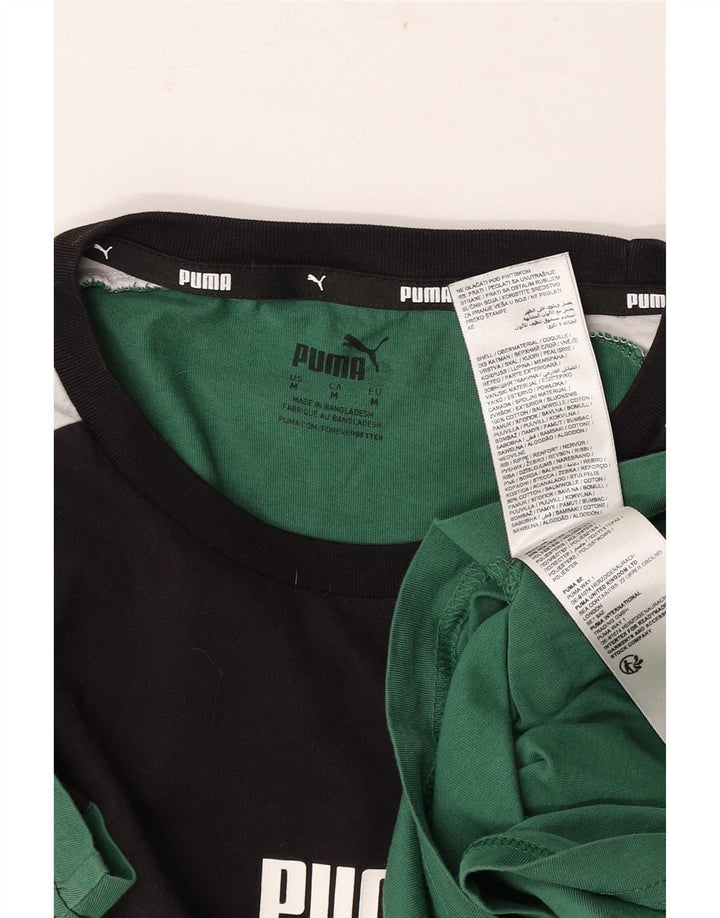 Puma Herre grafisk T-shirt Top Medium Grøn Colourblock Bomuld
