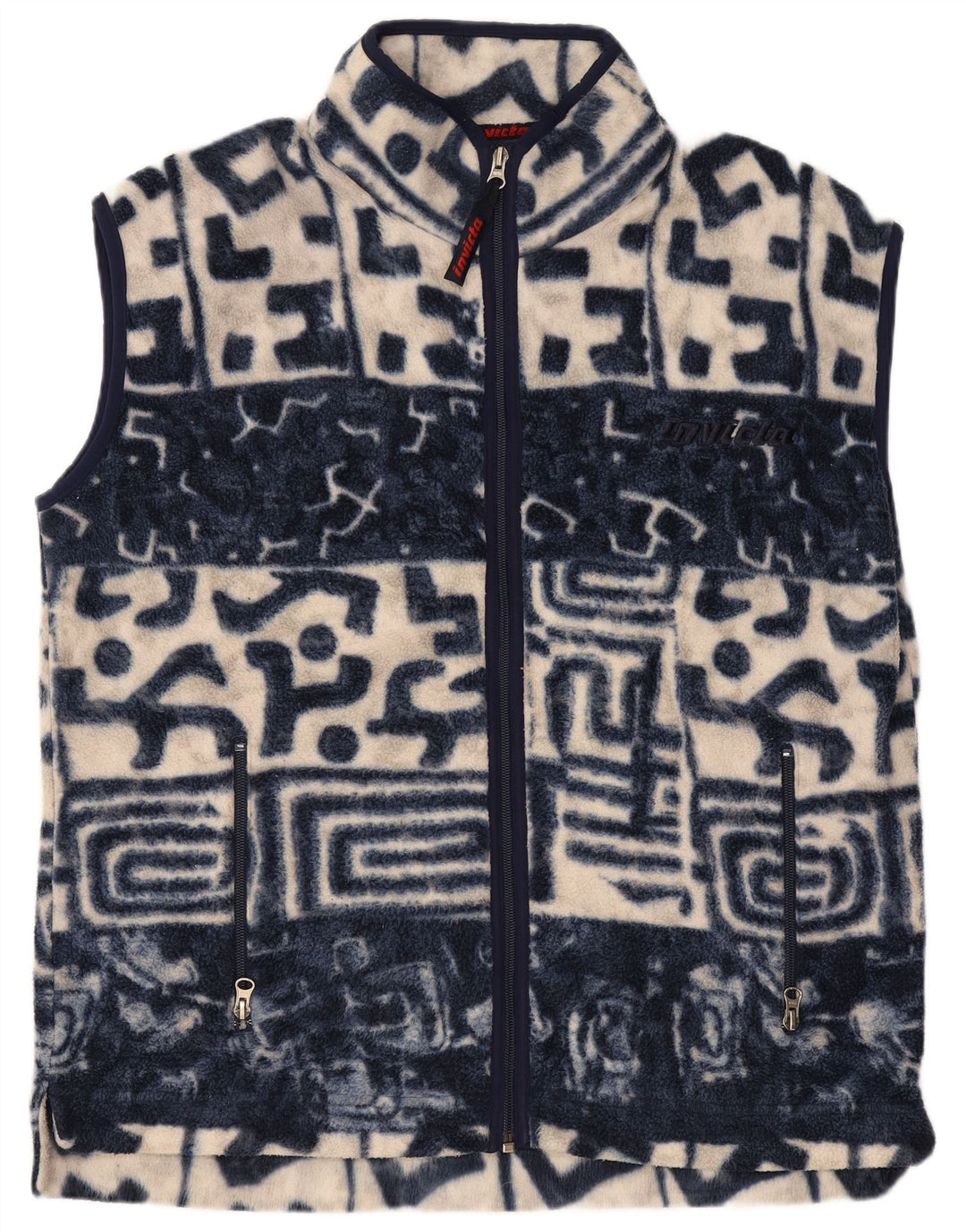 Invicta Herre Fleece Gilet UK 38 Medium Navy Blue Geometrisk Polyester