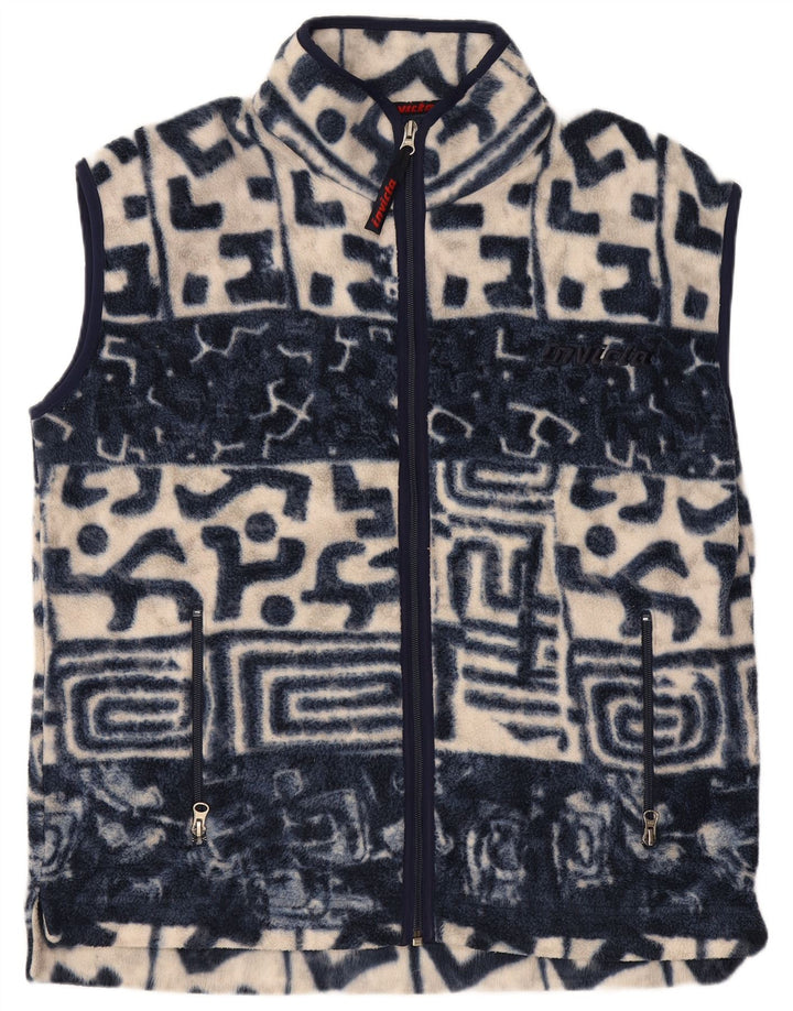 Invicta Herre Fleece Gilet UK 38 Medium Navy Blue Geometrisk Polyester