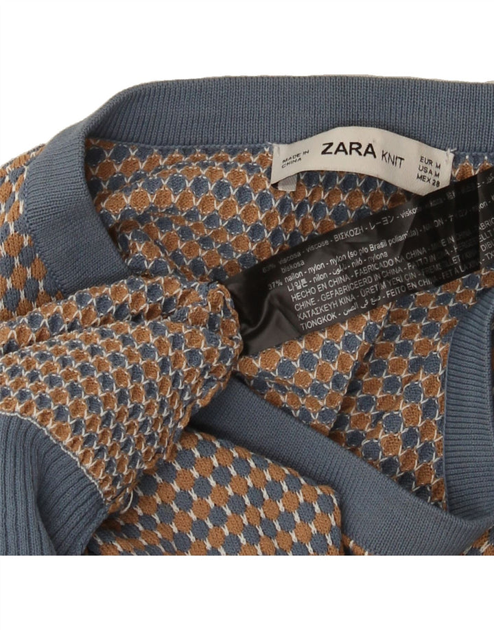 ZARA Womens Crew Neck Jumper Sweater UK 12 Medium Blue Striped Viscose Vintage Zara and Second-Hand Zara from Messina Hembry 