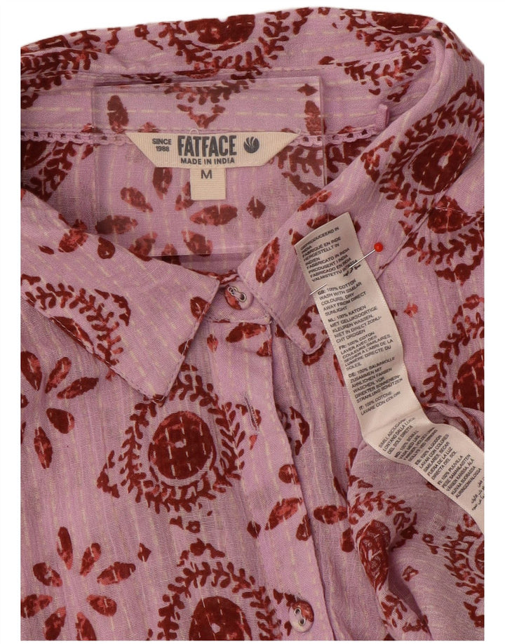 Fat Face Dame Oversized Shirt UK 14 Medium Pink Geometrisk Bomuld