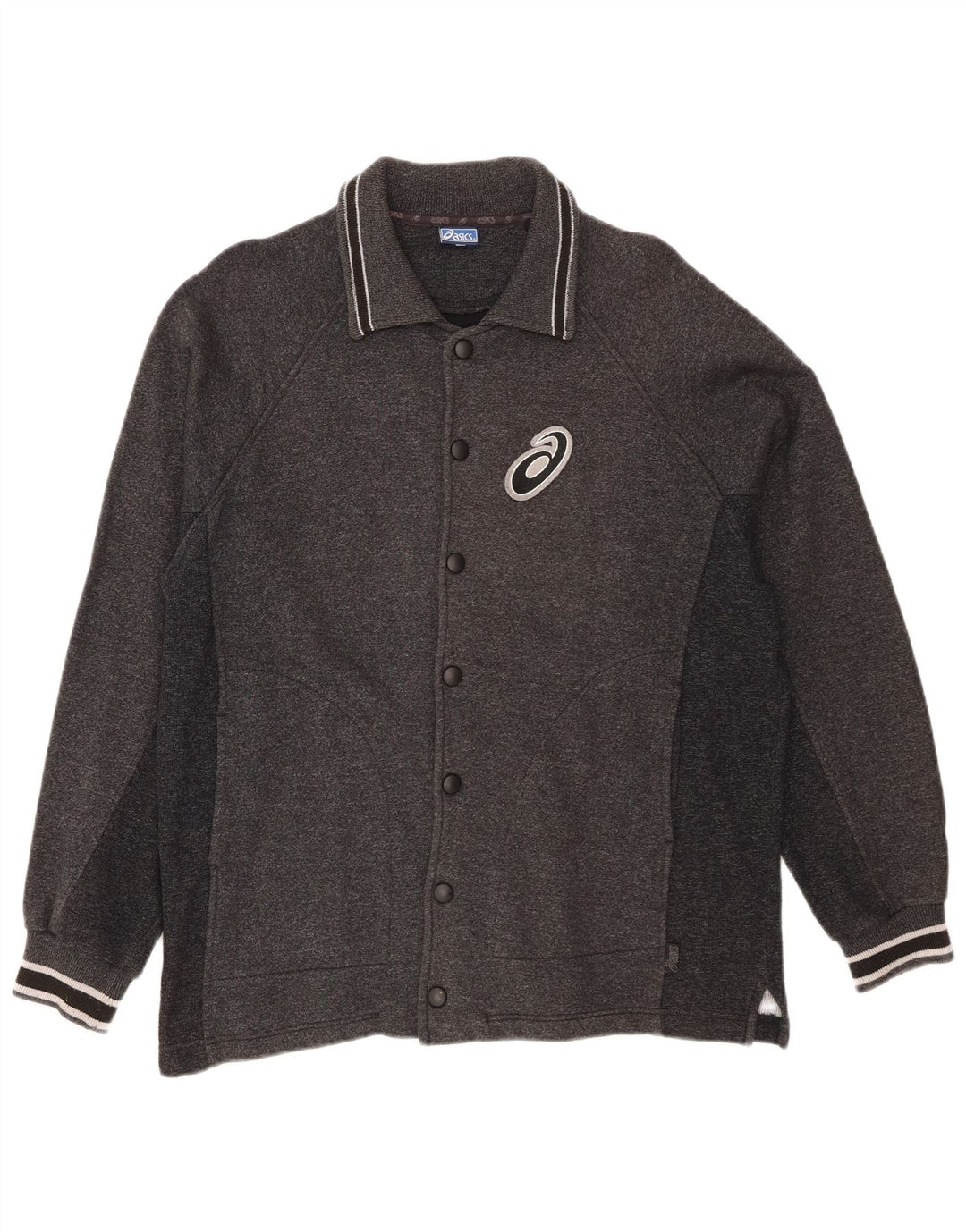 Asics herre cardigan sweater mellemgrå stribet bomuld