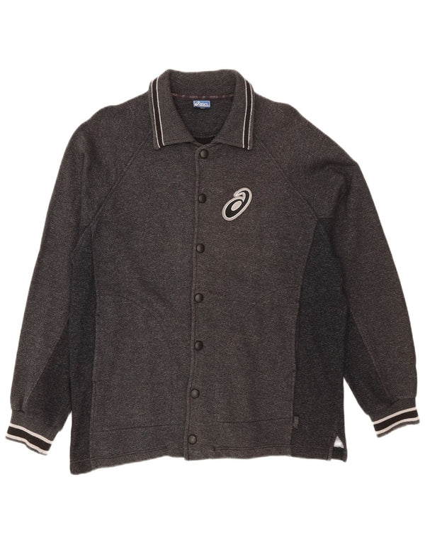 Asics herre cardigan sweater mellemgrå stribet bomuld