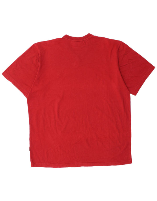 Adidas Herre T-Shirt Top UK 42/44 Stor Rød Bomuld