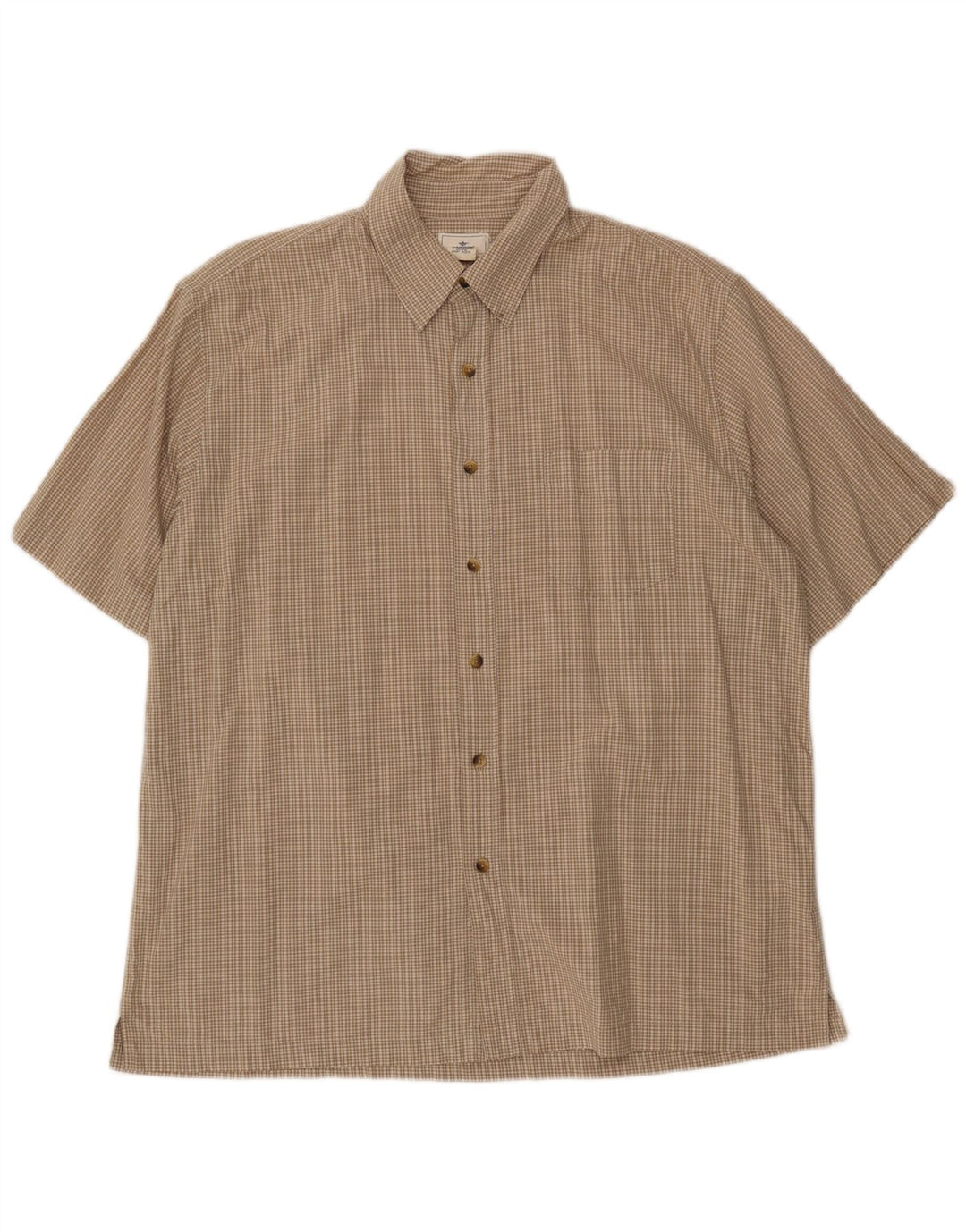 DOCKERS Kortærmet herreskjorte Stor beige ternet bomuld
