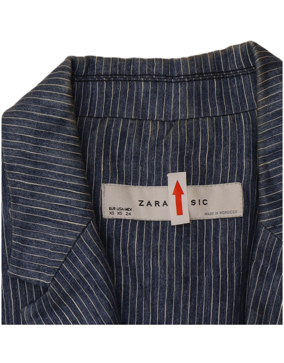 Zara Dame 1 Knap Blazer Jacket UK 6 XS Blå Nålestribet Polyester