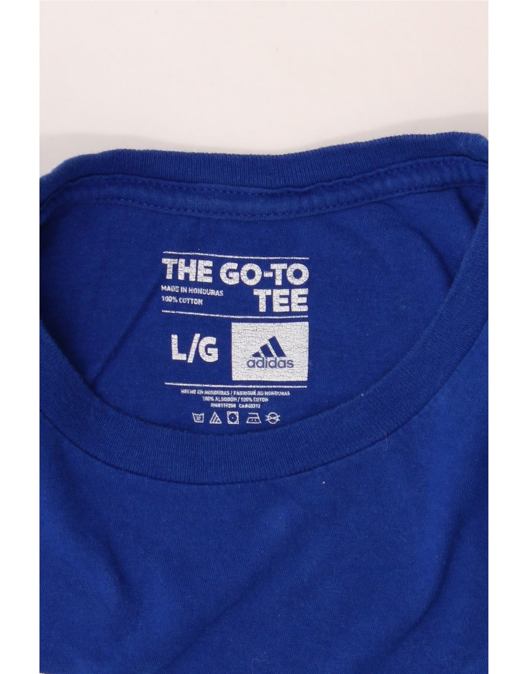 ADIDAS Mens Delaware Graphic T-Shirt Top Large Blue Cotton Vintage Adidas and Second-Hand Adidas from Messina Hembry 