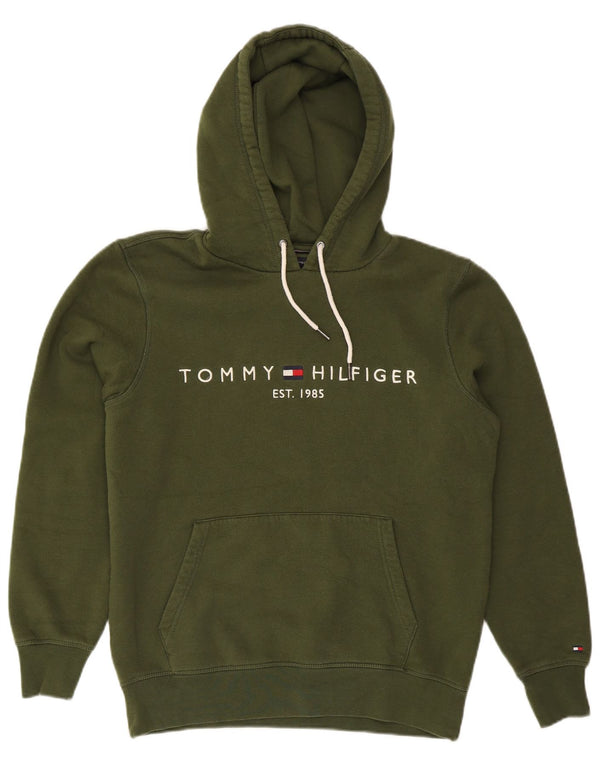 Tommy Hilfiger Mens Graphic Hoodie Jumper Medium Green Cotton
