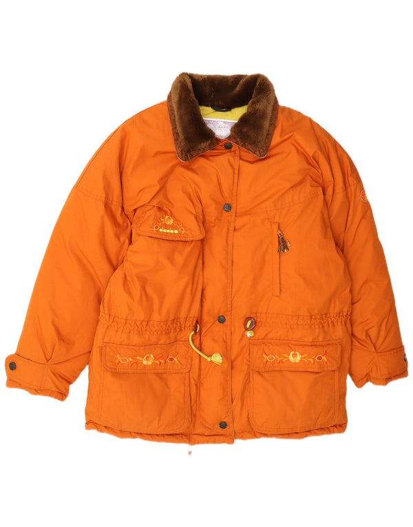 Diadora Dame Loose Fit Polstret Jakke UK 14 Medium Orange Colourblock