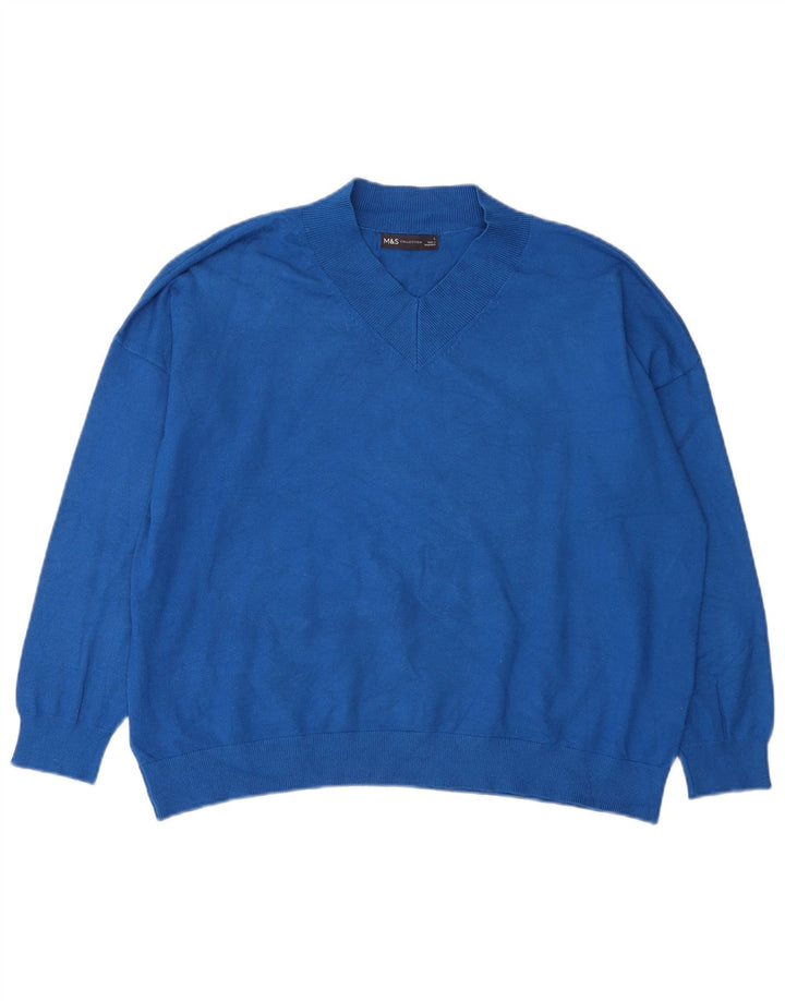 Marks & Spencer Dame Oversized V-hals sweater UK 16 Large Blue