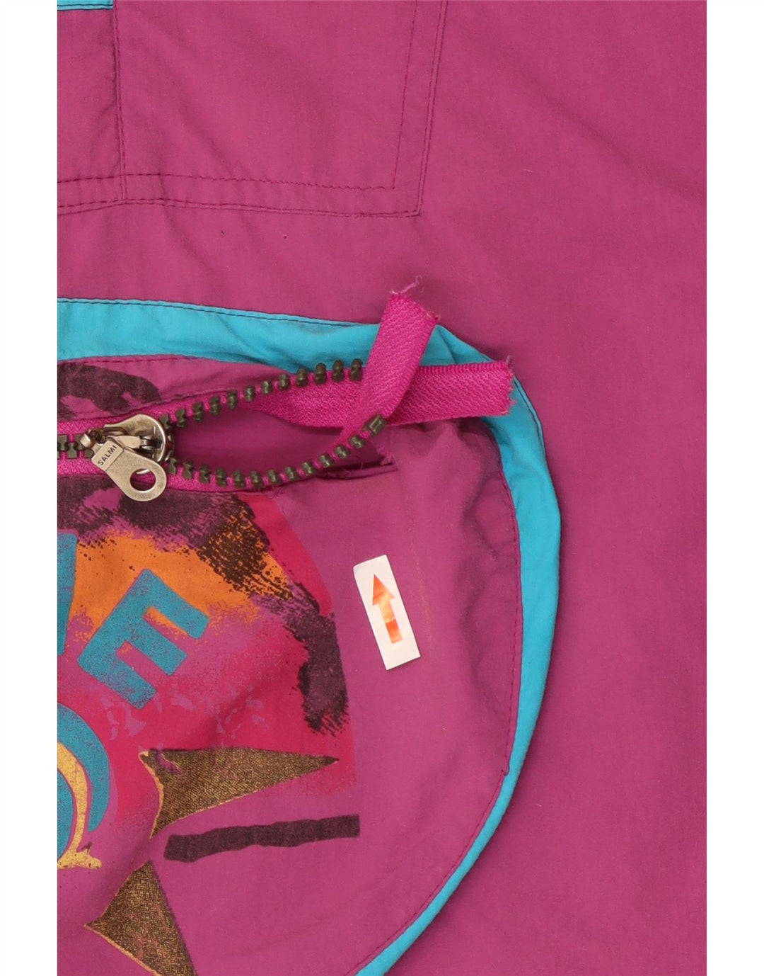 Vintage Herre Grafisk Pullover Skijakke UK 44 2XL Lilla Colourblock