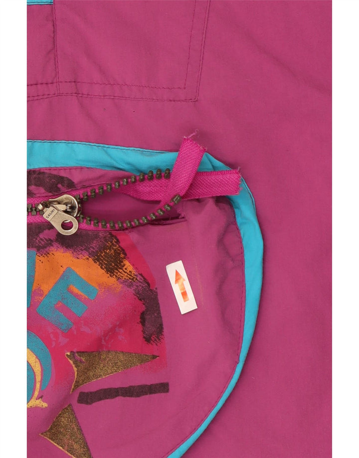 Vintage Herre Grafisk Pullover Skijakke UK 44 2XL Lilla Colourblock