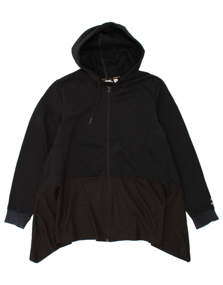 PUMA Womens Zip Hoodie Sweater UK 16 Large Black Colourblock Polyester Vintage Puma and Second-Hand Puma from Messina Hembry 