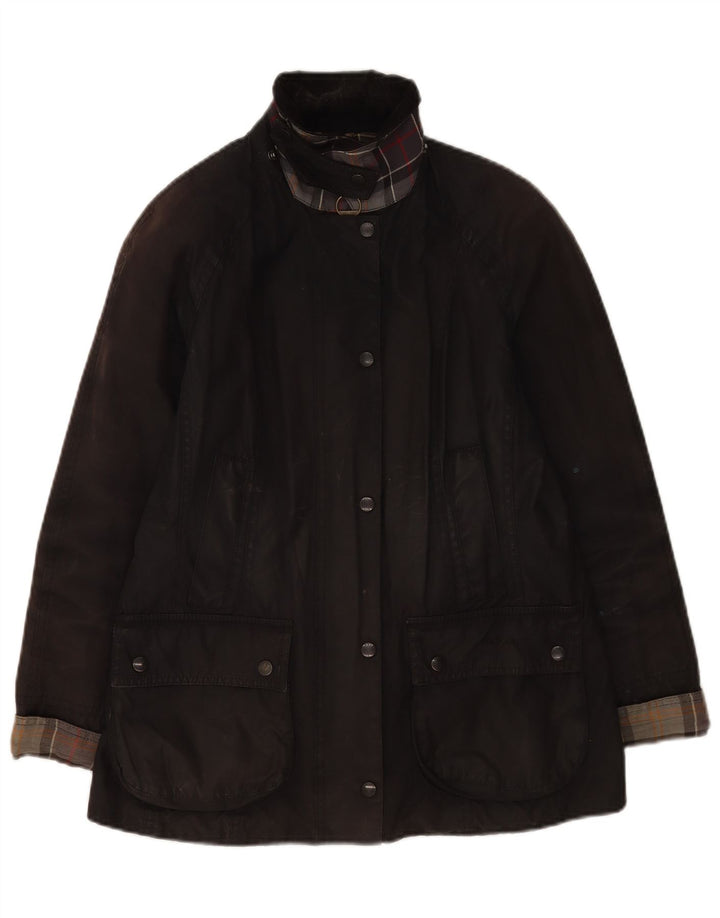 Barbour Dame Oversized Vokset Bomuldsjakke UK 10 Lille Sort