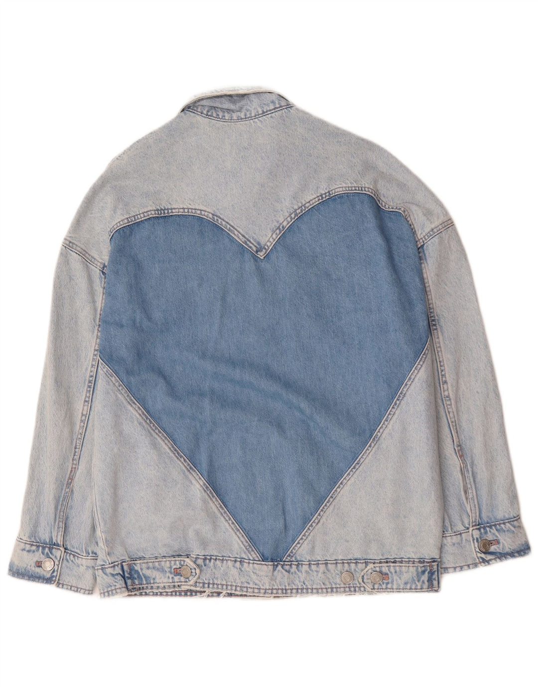 Zara Dame Oversized Denim Jacket UK 10 Small Blue Colourblock Bomuld