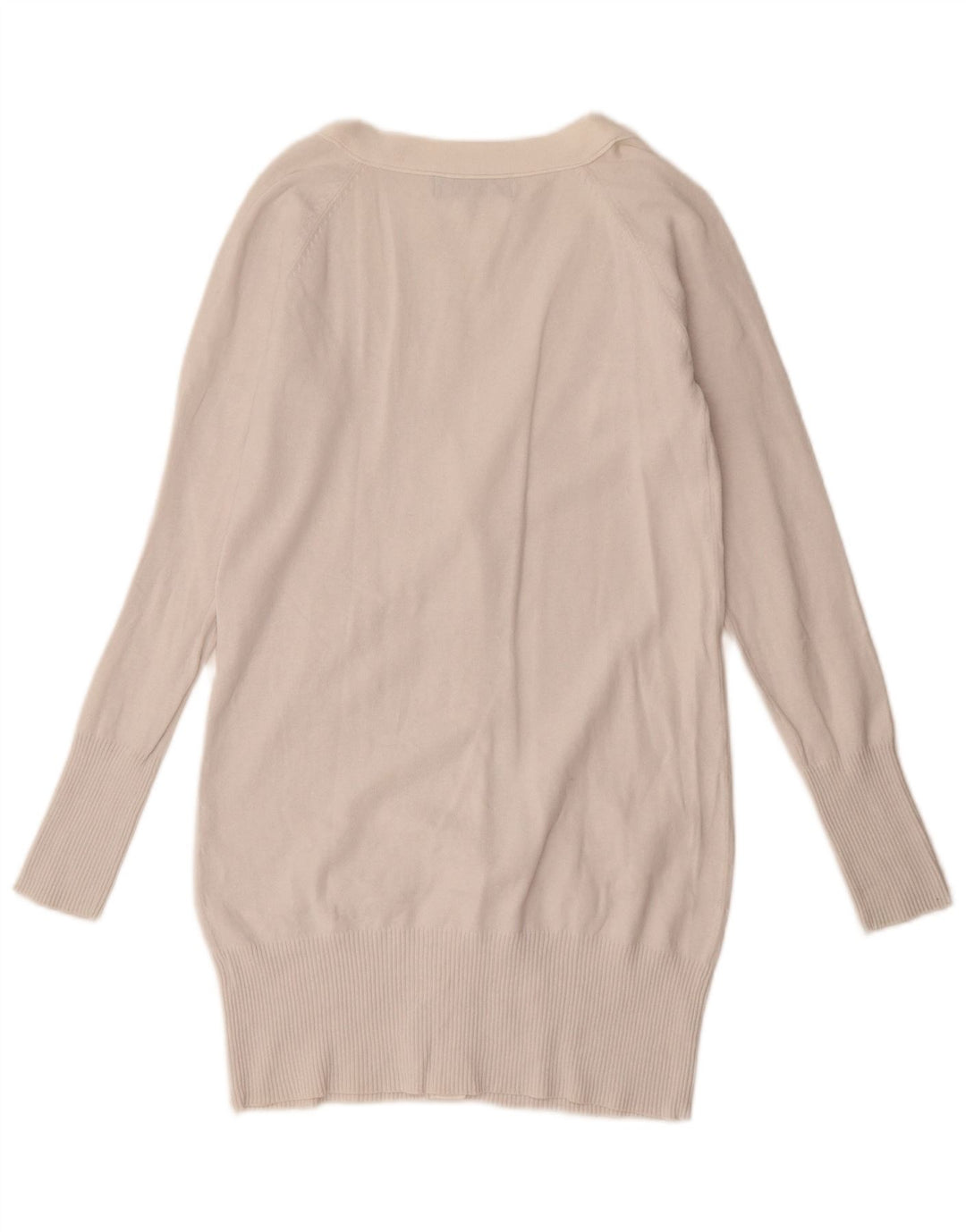 Zara Womens Longline Cardigan Sweater UK 12 Medium White Bomuld