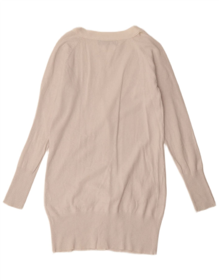 Zara Womens Longline Cardigan Sweater UK 12 Medium White Bomuld