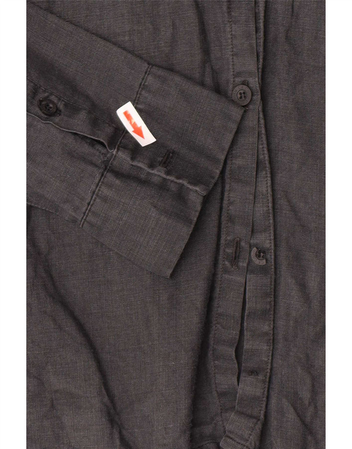 Calvin Klein Kvinder Khakis Shirt UK 12 Medium Grey Linen