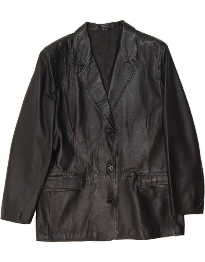 VINTAGE Womens Leather Jacket IT 48 XL Black Leather Vintage Vintage and Second-Hand Vintage from Messina Hembry 