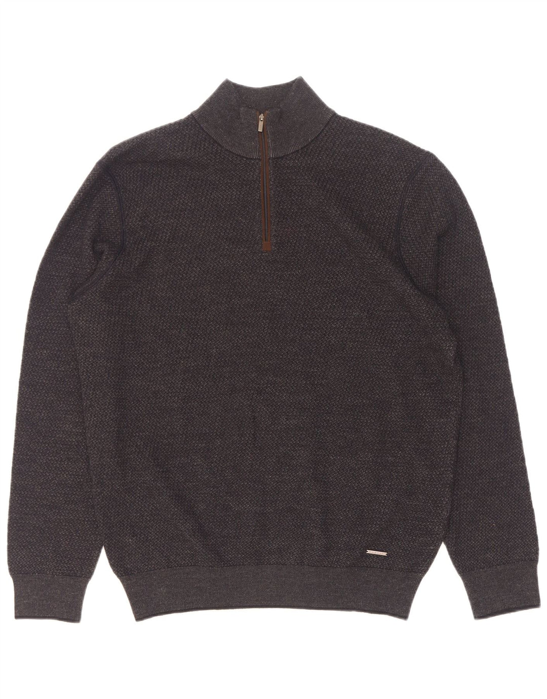 Bugatti Herre Zip Neck Jumper Sweater Large Grå