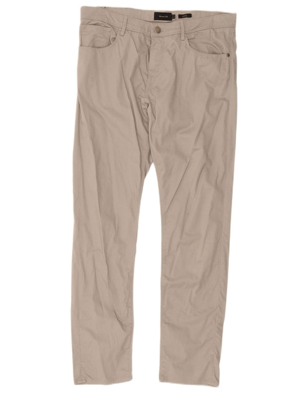 Massimo Dutti Mens Casual Trousers EU 44 Large W34 L30 Grey Geometric