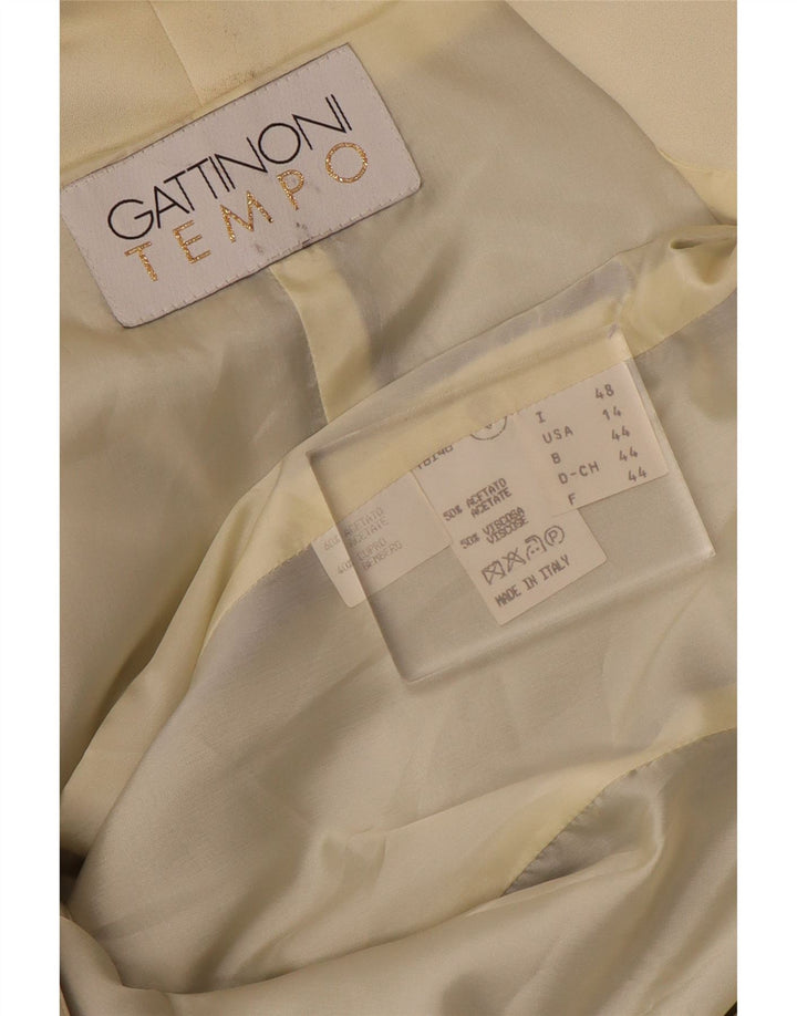 Gattinoni Dame 3/4 ærmer 1 knap blazerjakke IT 48 XL Blå Geometrisk