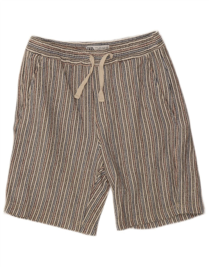Zara Chino Shorts til kvinder Small W30 Flerfarvet stribet bomuld