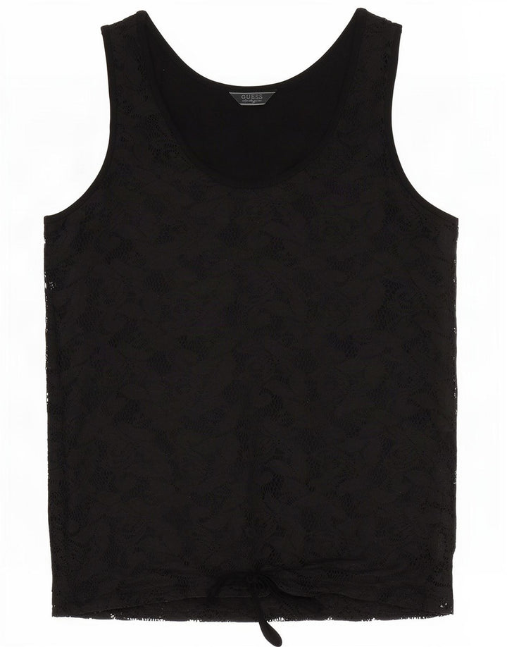 Guess Dame Blondevest Top UK 14 Medium Black Floral Viscose