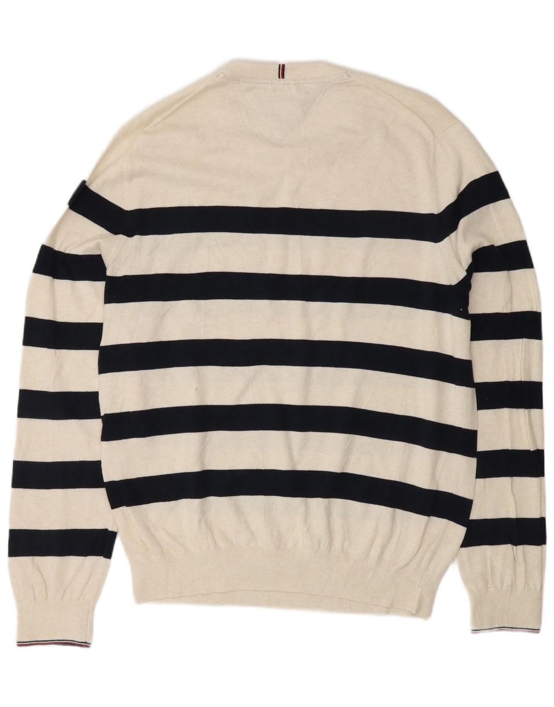 TOMMY HILFIGER Herre sweater med rund hals, stor off-hvid stribet