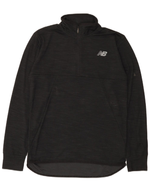 New Balance Herre Zip Neck Pullover Træningsdragt Top Medium Sort Polyester