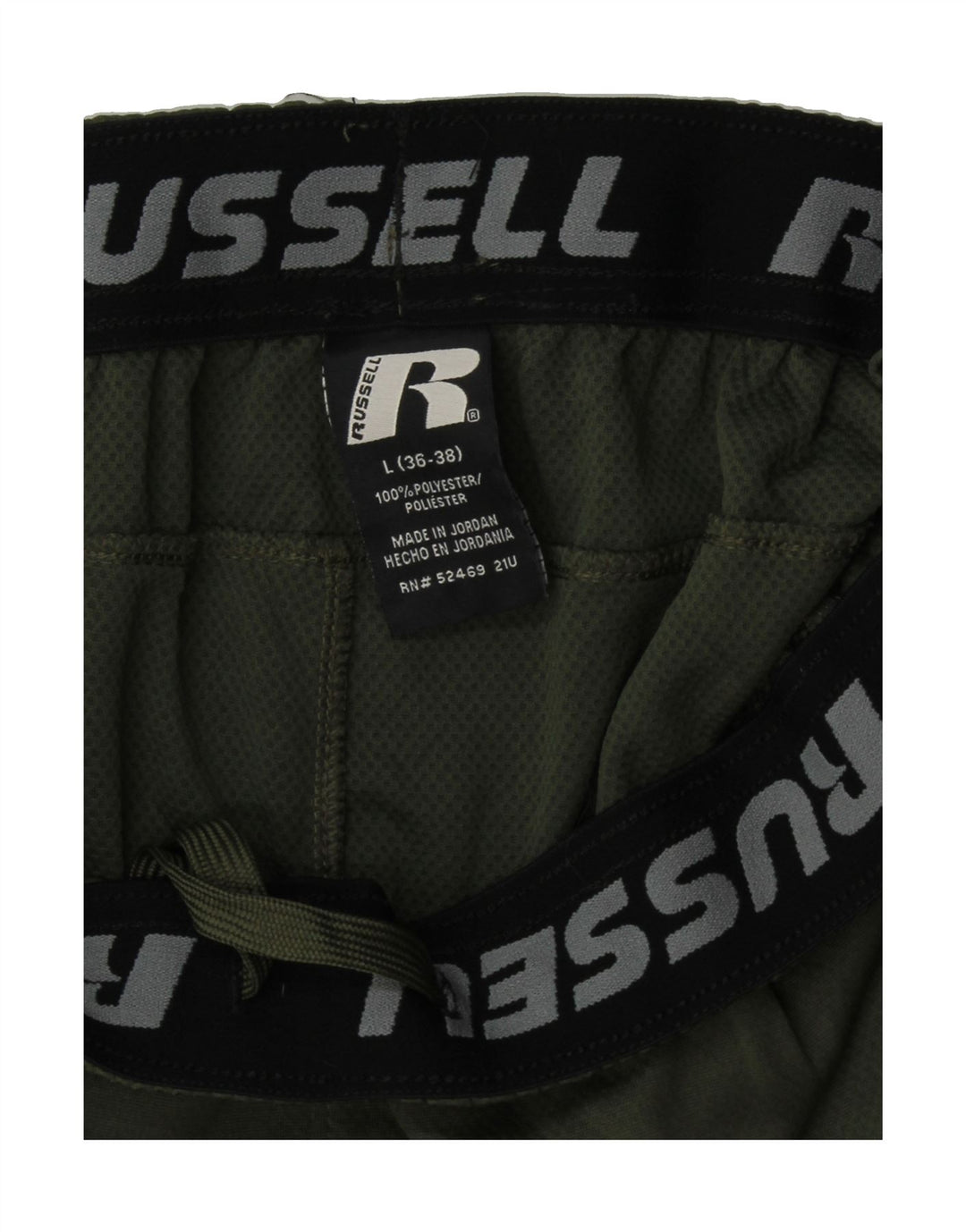 RUSSELL ATHLETIC Mens Sport Shorts Large Khaki Polyester Vintage Russell Athletic and Second-Hand Russell Athletic from Messina Hembry 