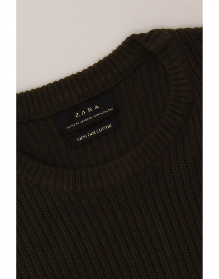 Zara Herre trøjetrøje med rund hals Medium Khaki Bomuld