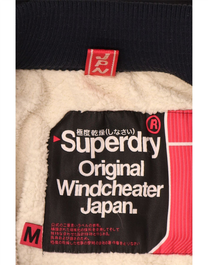 Superdry Sherpa Windbreaker-jakke med hætte til kvinder UK 14 Medium Navy Blue