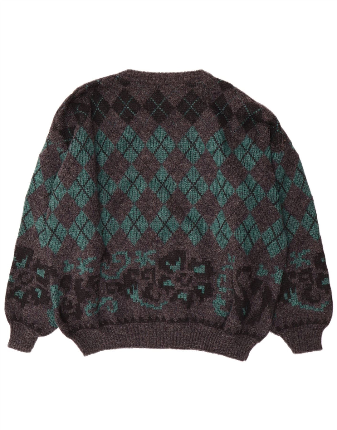 Gala Herre Boat Neck Jumper Sweater XL Grå Argyle/Diamond Wool