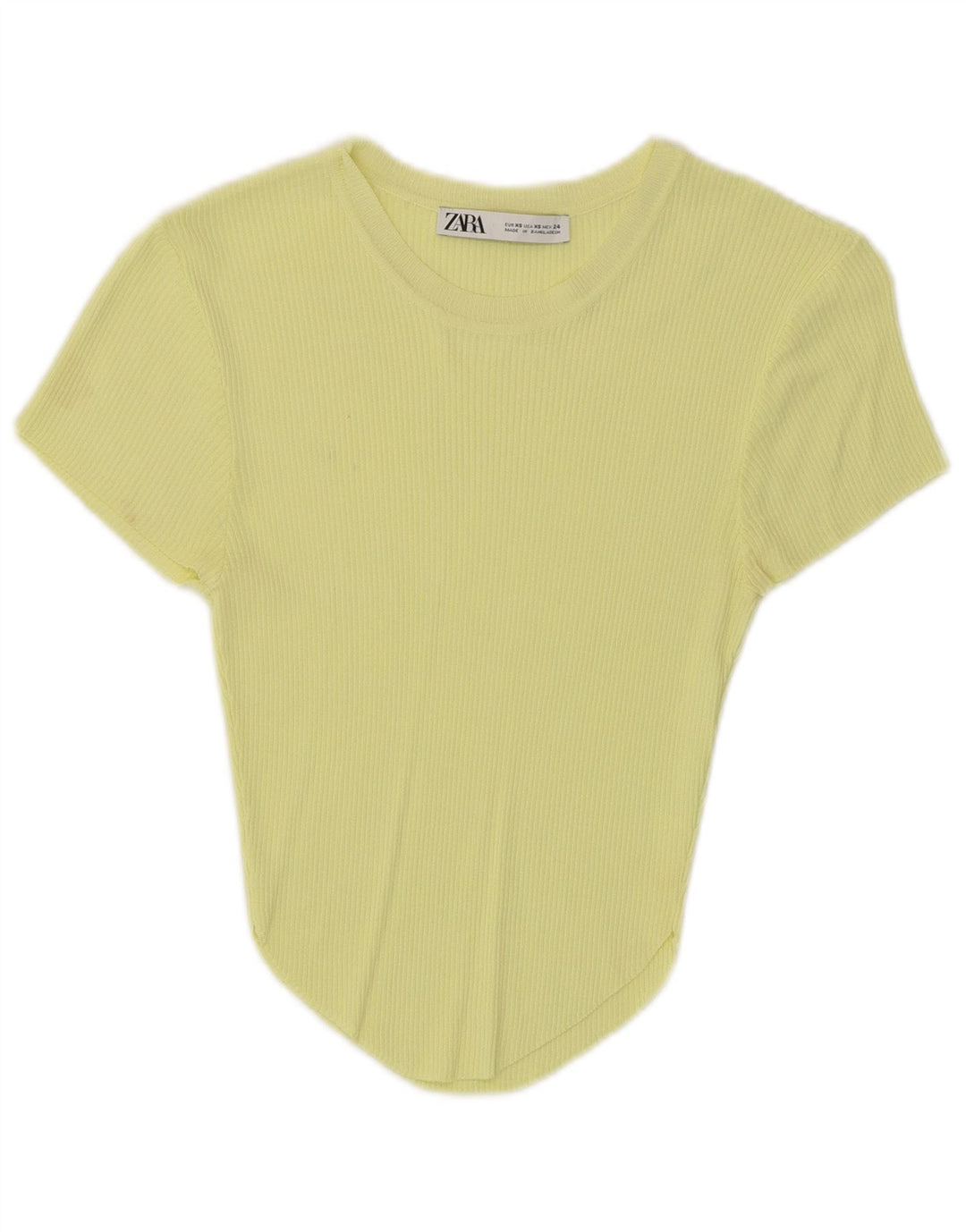 Zara Kortærmet Crop Top til kvinder UK 4 XS Gul