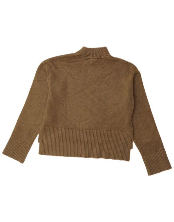 Dkny Dame Turtle Neck Jumper Sweater UK 6 XS Khaki Rayon