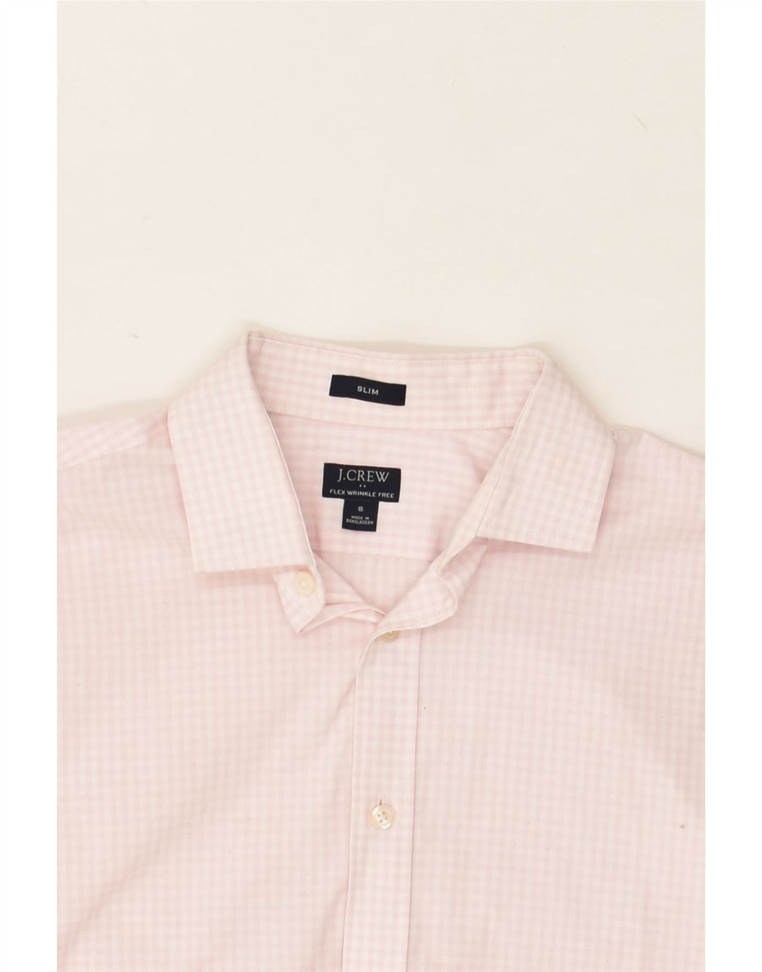 J. CREW Mens Flex Slim Shirt Small Pink Gingham Cotton | Vintage J. Crew | Thrift | Second-Hand J. Crew | Used Clothing | Messina Hembry 