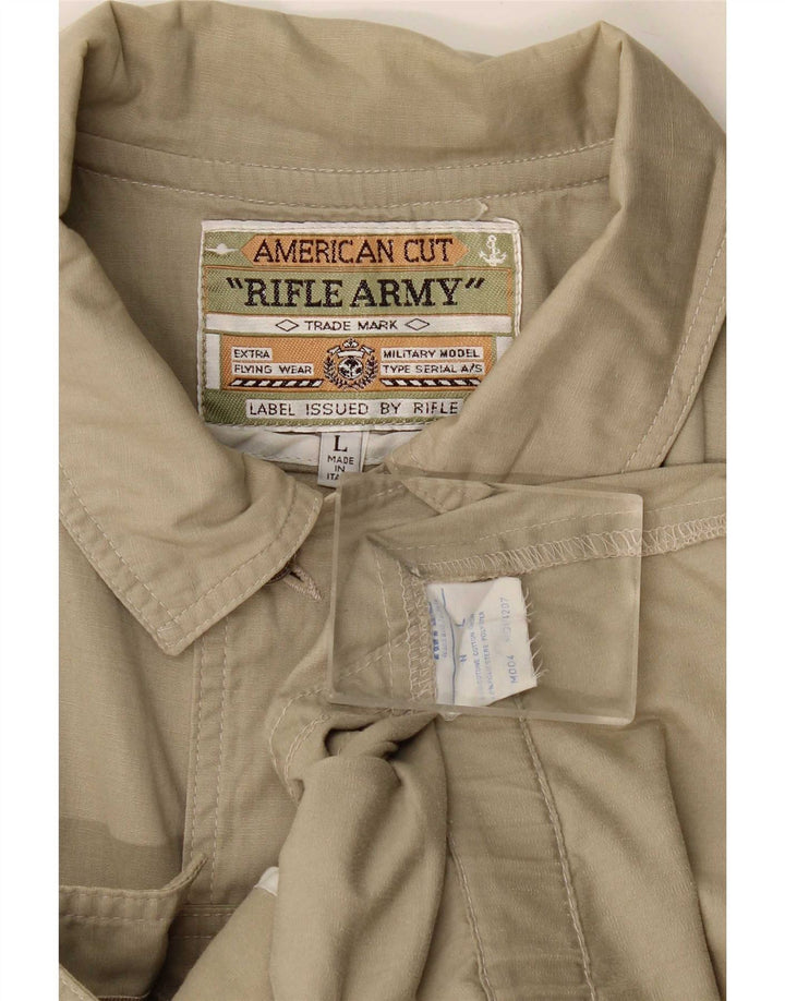 Rifle Bomber Jacket UK 40 Large Khaki Cotton