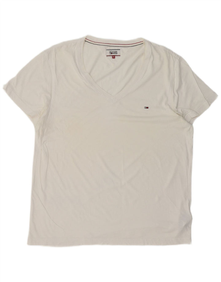 TOMMY HILFIGER Herre T-Shirt Top 2XL Hvid Bomuld