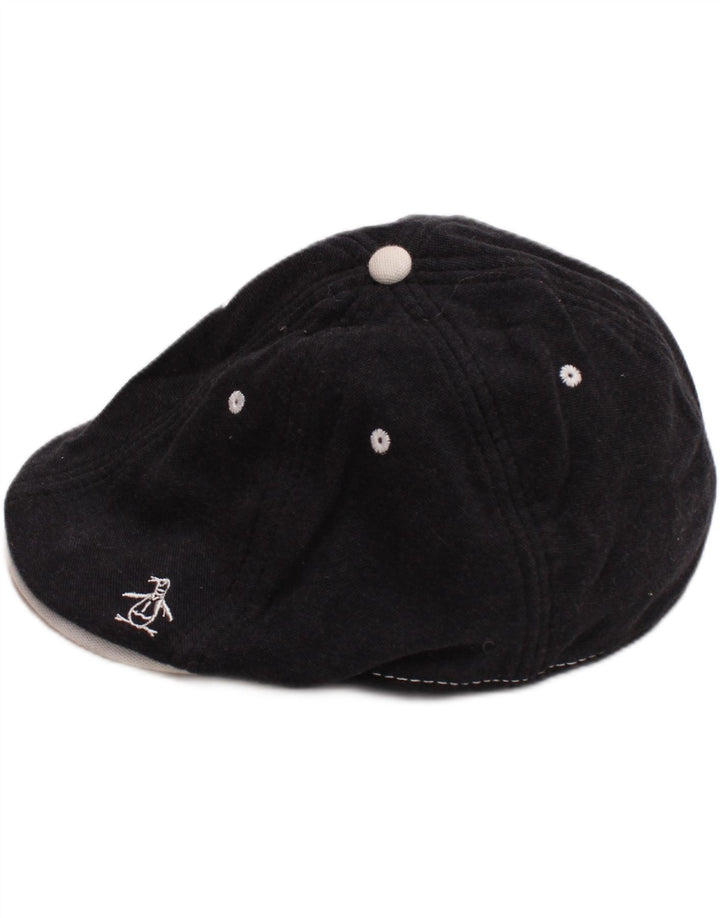 PENGUIN Mens Graphic Flat Cap Small/Medium Navy Blue Cotton Classic
