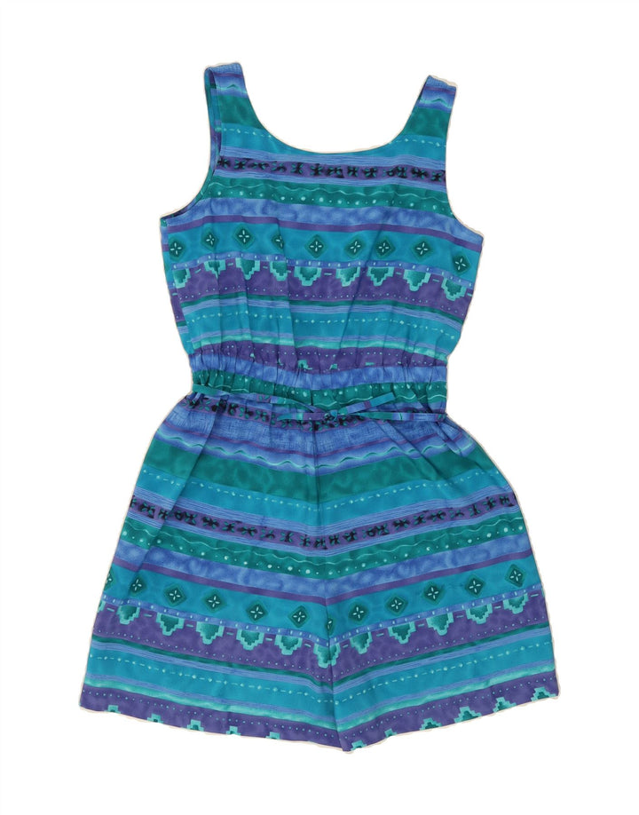 KATHIE LEE Womens Playsuit US 10 Large  Blue Geometric Polyester Vintage Kathie Lee and Second-Hand Kathie Lee from Messina Hembry 
