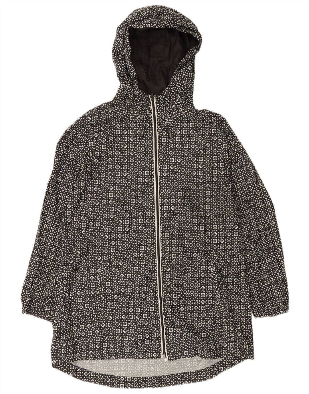 Marks & Spencer Regnfrakke med hætte til kvinder UK 14 Medium Sort Geometrisk